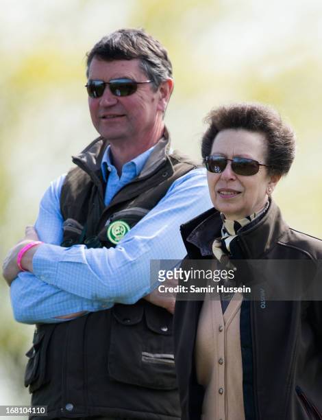 Princess Anne, Princess Royal and Timothy Laurence attend Day 4 of the Badminton Horse Trials on May 5, 2013 in Badminton, England.