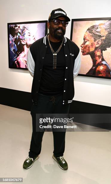 Dereck Chisora attends the "Radiant Resilience" debut exhibition from Zara Muse at Quantus Gallery Shoreditch on September 21, 2023 in London,...