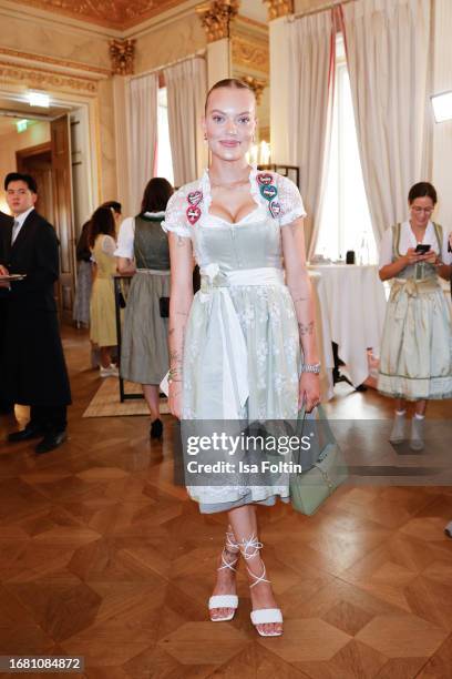 Cheyenne Ochsenknecht during the Madlwiesn at Styling Lounge at Hotel Bayerischer Hof on September 21, 2023 in Munich, Germany.