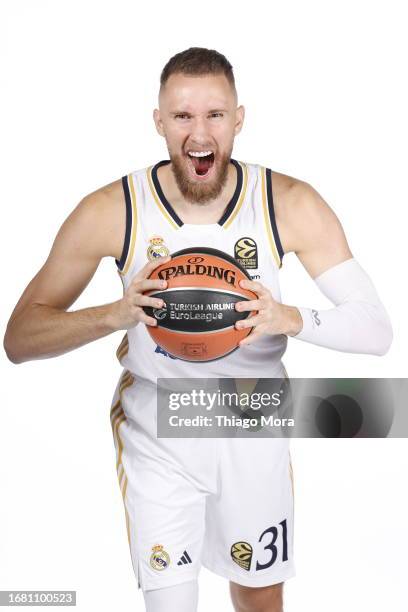 Dzanan Musa, #31 poses during the 2023/2024 Turkish Airlines EuroLeague Real Madrid Media Day at Ciudad Deportiva del Real Madrid on September 20,...