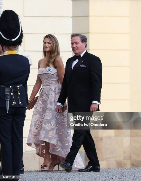 Princess Madeleine and Christopher O'Neill arrive to the Royal Swedish Opera's jubilee performance at Drottningholm Palace Theatre on September 14,...