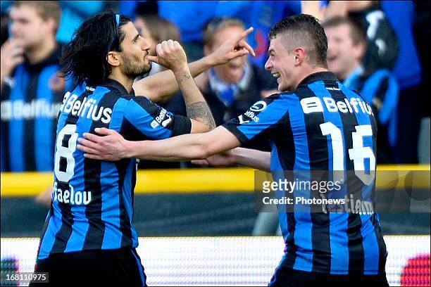 Lior Refaelov of Club Brugge KV celebrates after scoring a goal during the Jupiler Pro League play-off 1 match between Club Brugge and Sporting...