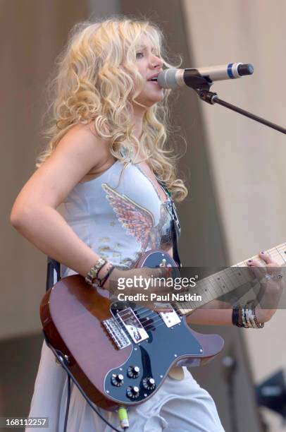 American pop musician and actress Alyson Michalka, of Aly and AJ , performs at the Petrillo Band Shell in Grant Park during the 2008 Taste of Chicago...