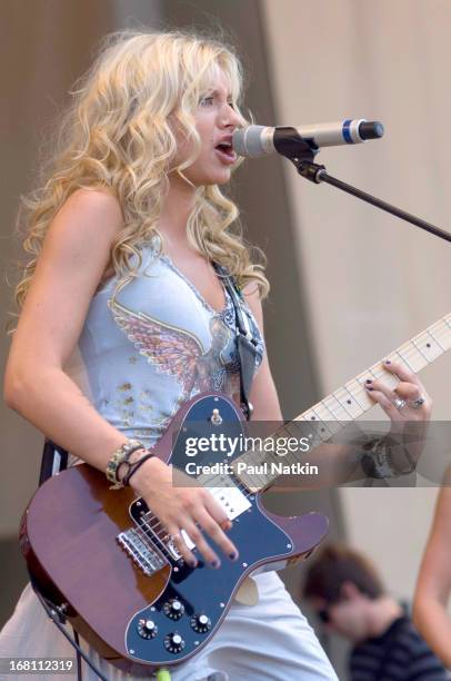 American pop musician and actress Alyson Michalka, of Aly and AJ , performs at the Petrillo Band Shell in Grant Park during the 2008 Taste of Chicago...