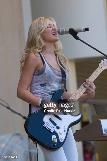 American pop musician and actress Amanda Michalka, of Aly and AJ , performs at the Petrillo Band Shell in Grant Park during the 2008 Taste of Chicago...