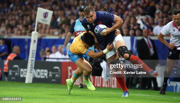 Pierre Bougarit of Team France in action during the Rugby World Cup France 2023 match between France and Uruguay at Stade Pierre Mauroy on September...