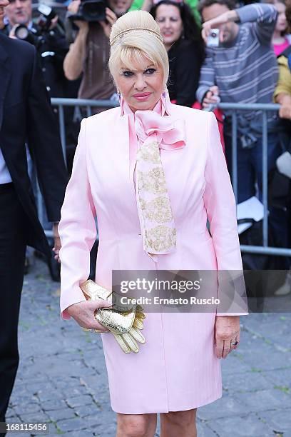 Ivana Trump attends the Valeria Marini And Giovanni Cottone wedding at Ara Coeli on May 5, 2013 in Rome, Italy.