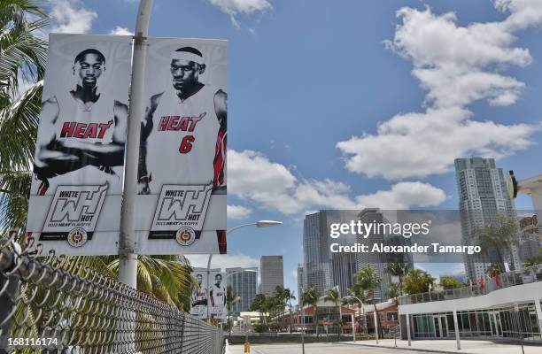 General view at the LeBron James press confernece to announce his 4th NBA MVP Award at American Airlines Arena on May 5, 2013 in Miami, Florida.