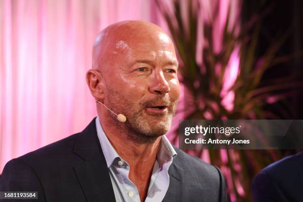 Ed Couchman speaks with Gary Lineker, Alan Shearer and Robert Preston at a Podcast Fireside Chat at the Spotify Supper London at In Horto on...