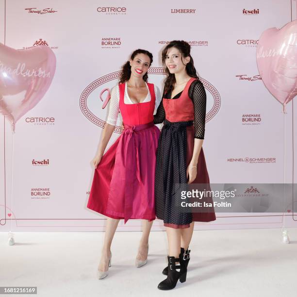 German actress Nadine Menz and German actress Jasmin Gassmann during the Madlwiesn at Styling Lounge at Hotel Bayerischer Hof on September 21, 2023...