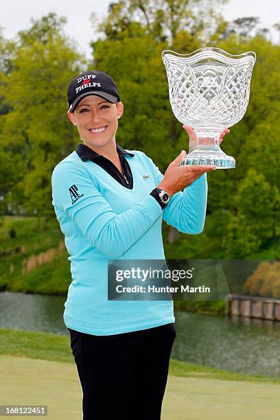 Cristie Kerr holds the championship trophy after winning the Kingsmill Championship at Kingsmill Resort on May 5, 2013 in Williamsburg, Virginia.