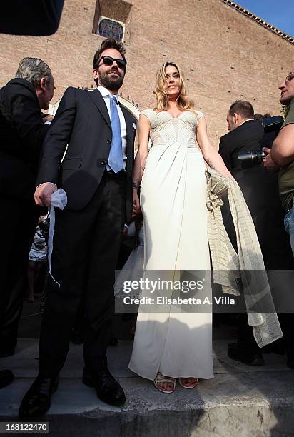 Actress Elenoire Casalegno attends the Valeria Marini and Giovanni Cottone wedding at Ara Coeli on May 5, 2013 in Rome, Italy.