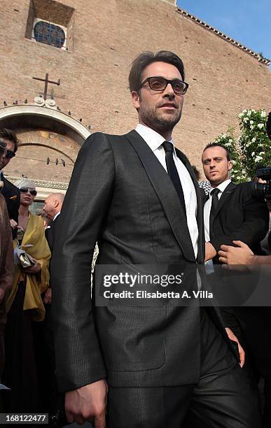 Actor Luca Calvani attends the Valeria Marini and Giovanni Cottone wedding at Ara Coeli on May 5, 2013 in Rome, Italy.