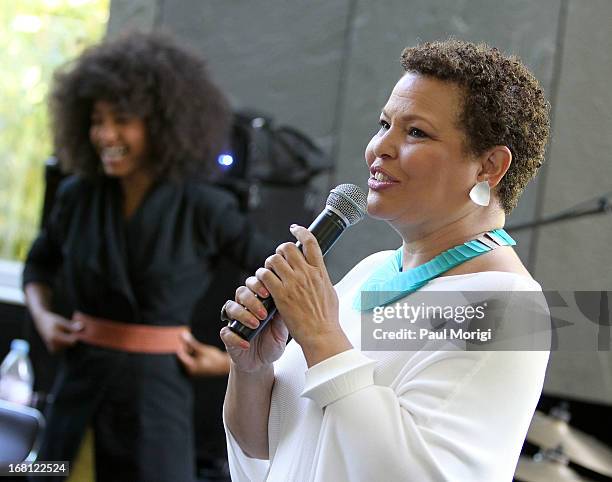 Debra Lee, Chairman & CEO, BET Networks, introduces Esperanza Spalding at the GRAMMY Foundation - Debra Lee house concert with Esperanza Spalding at...