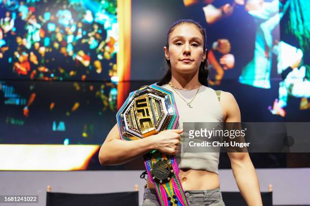 Alexa Grasso of Mexico poses for a photo during the Noche UFC Athlete Panel at LEVEL UP inside MGM Grand on September 14, 2023 in Las Vegas, Nevada.