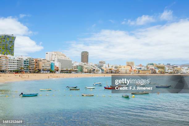 landscape of playa de las canteras in las palmas, capital of gran canaria - las palmas de gran canaria 個照片及圖片檔