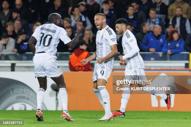 Besiktas' Cenk Tosun celebrates after scoring during a soccer game between Belgian Club Brugge KV and Turkish Besiktas J.K., on day 1 of the group...