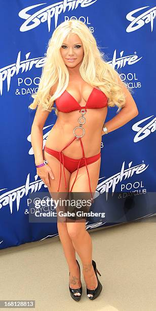 Model Colleen Shannon arrives at Sapphire Pool & Day Club grand opening party on May 5, 2013 in Las Vegas, Nevada.