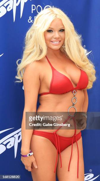 Model Colleen Shannon arrives at Sapphire Pool & Day Club grand opening party on May 5, 2013 in Las Vegas, Nevada.