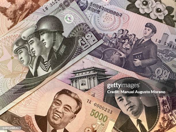 north korean won banknotes - 韓国文化 個照片及圖片檔