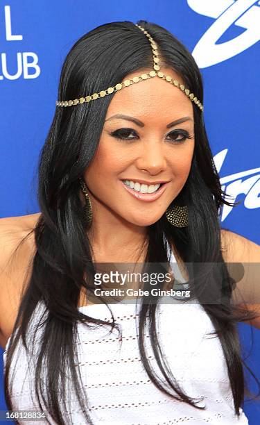 Adult film actress Kaylani Lei poses at Sapphire Pool & Day Club grand opening party on May 5, 2013 in Las Vegas, Nevada.