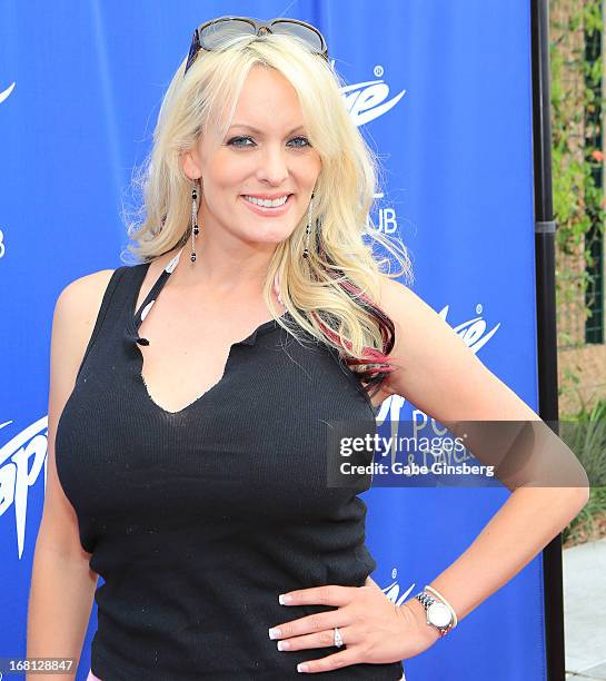 Adult film actress Stormy Daniels arrives at Sapphire Pool & Day Club grand opening party on May 5, 2013 in Las Vegas, Nevada.