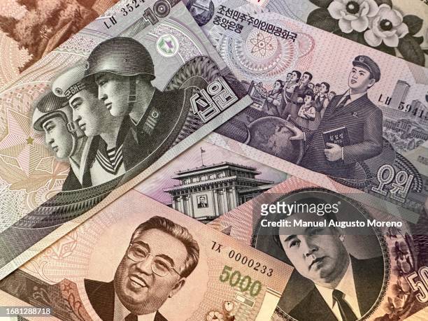 north korean won banknotes - 韓国文化 個照片及圖片檔
