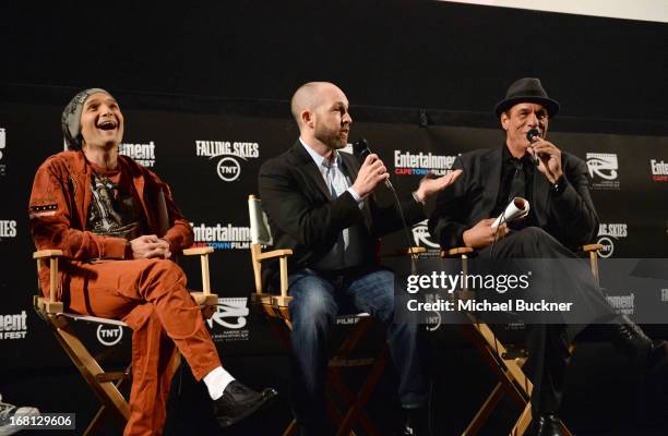 Actors Corey Feldman, Jeff Cohen and Robert Davi attend the screening for "Goonies" during the Entertainment Weekly CapeTown Film Festival Presented...