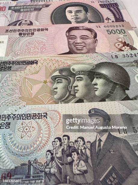 north korean won banknotes - 韓国文化 個照片及圖片檔