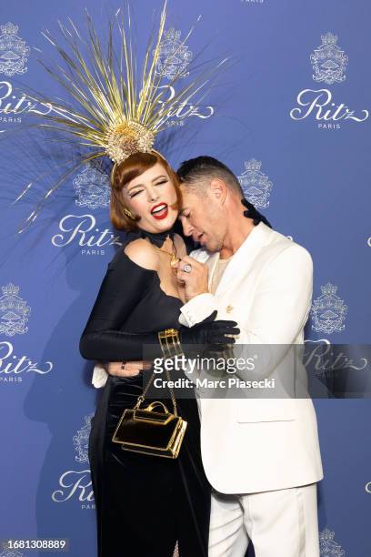 Elodie Frege and Frederic Fontan attend the Ritz's 125th Anniversary at Hotel Ritz on September 14, 2023 in Paris, France.