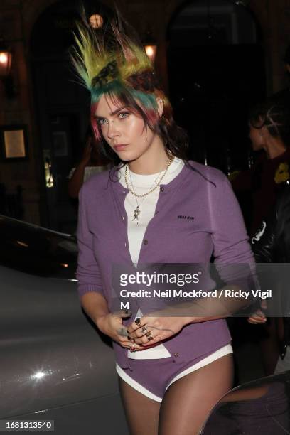 Cara Delevingne seen at the after party for Vogue World: London 2023 at The George Mayfair on September 14, 2023 in London, England.