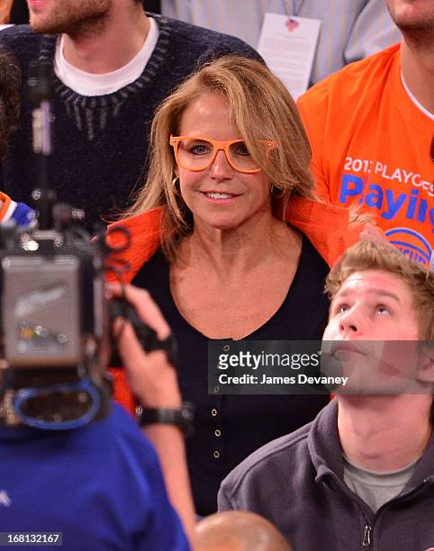 Katie Couric attends the New York Knicks vs Indiana Pacers NBA playoff game at Madison Square Garden on May 5, 2013 in New York City.