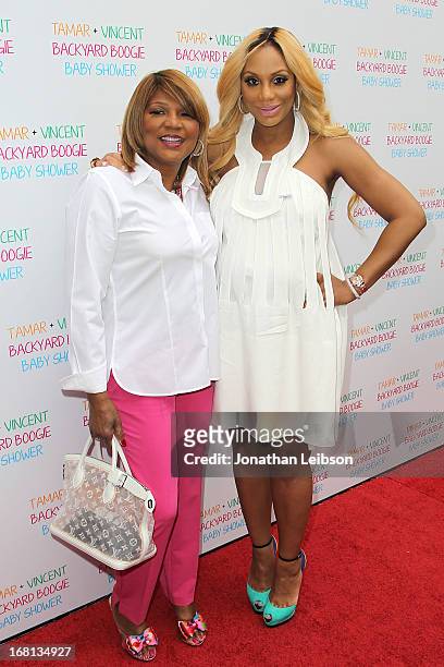 Evelyn Braxton and Tamar Braxton attend as Tamar Braxton hosts a carnival-themed baby shower with friends and family at Hotel Bel-Air on May 5, 2013...