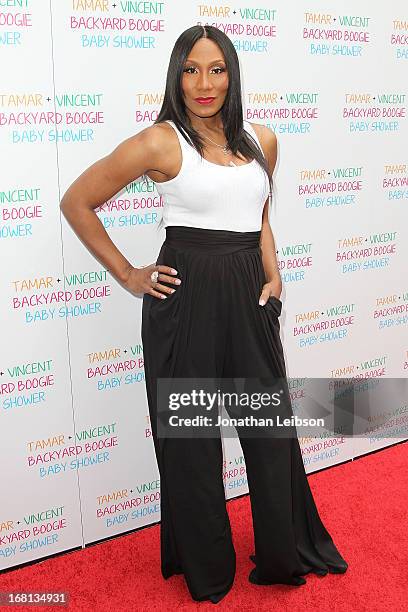 Towanda Braxton attends as Tamar Braxton hosts a carnival-themed baby shower with friends and family at Hotel Bel-Air on May 5, 2013 in Los Angeles,...