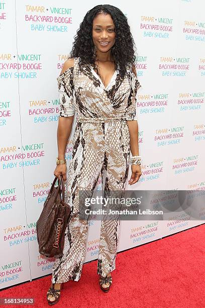 Tami Roman attends as Tamar Braxton hosts a carnival-themed baby shower with friends and family at Hotel Bel-Air on May 5, 2013 in Los Angeles,...