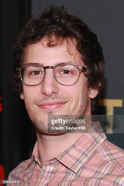 Andy Samberg arrives at MasterCard Priceless Premieres presents Justin Timberlake at Roseland Ballroom on May 5, 2013 in New York City.