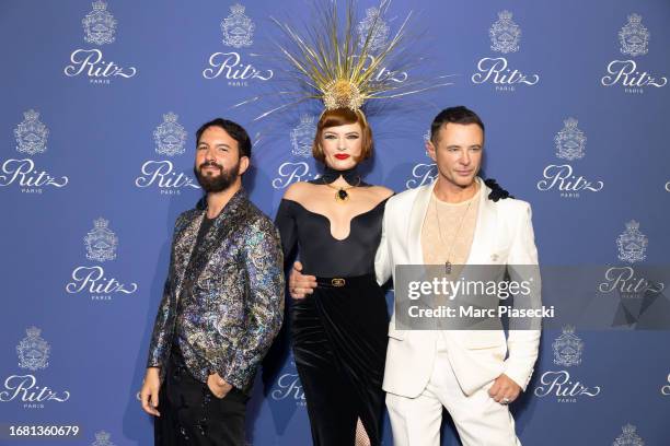 Guest, Elodie Frege and Fredric Fontan attend the Ritz's 125th Anniversary at Hotel Ritz on September 14, 2023 in Paris, France.