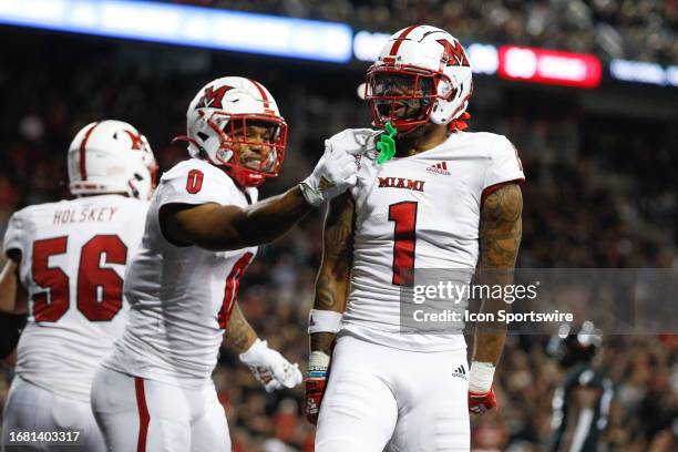 Miami Redhawks wide receiver Joe Wilkins Jr. Reacts during the game against the Miami Redhawks and the Cincinnati Bearcats on September 16 at Nippert...