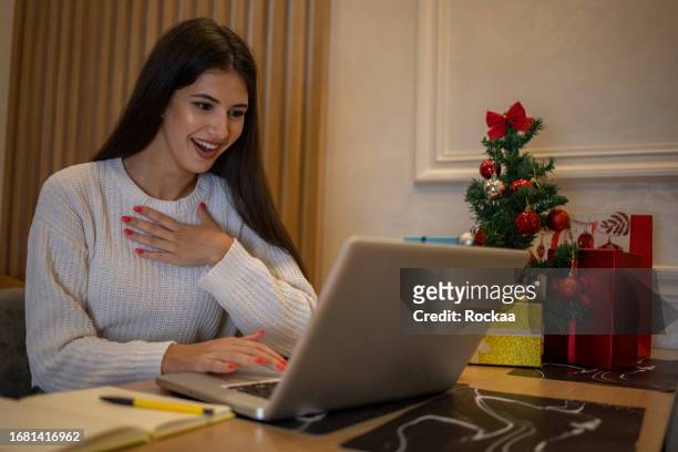 portrait of a beautiful woman celebrating new year - finance and economy stock pictures, royalty-free photos & images