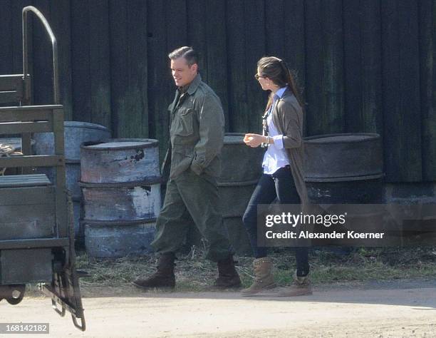 Actor Matt Damon is seen on set of the film "The Monuments Men" on May 06, 2013 in Bad Grund, Germany.
