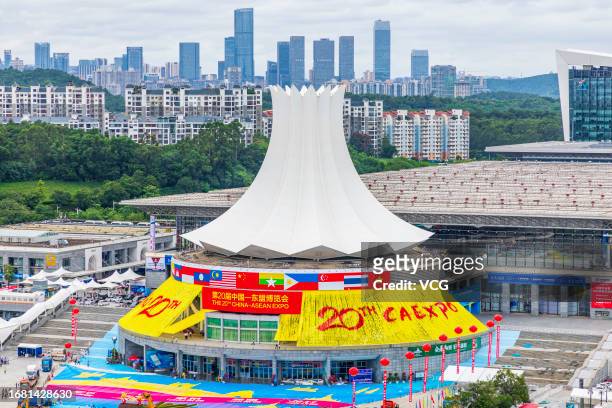 Nanning International Convention and Exhibition Center, the venue for the 20th China-ASEAN Expo, is seen on September 14, 2023 in Nanning, Guangxi...