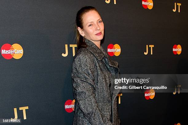 Actress Uma Thurman attends MasterCard Priceless premieres presents Justin Timberlake at Roseland Ballroom on May 5, 2013 in New York City.