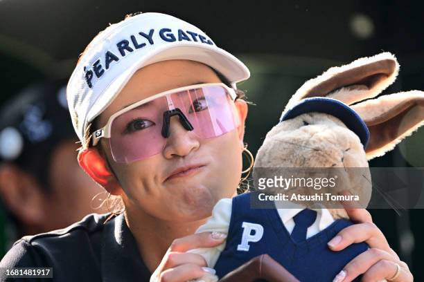 Erika Hara of Japan is seen on the 1st tee during the first round of 54th SUMITOMO LIFE Vitality Ladies Tokai Classic at Shin Minami Aichi Country...