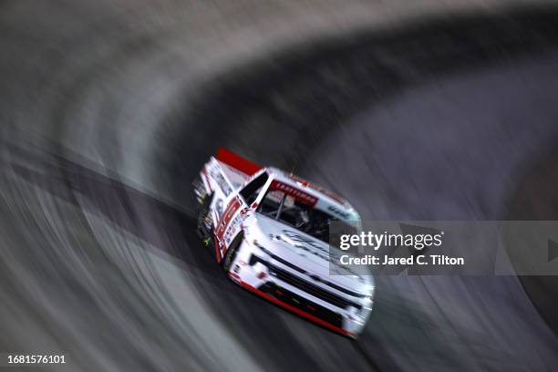 Christian Eckes, driver of the Gates Hydraulics Chevrolet, drives during the NASCAR Craftsman Truck Series UNOH 200 presented by Ohio Logistics at...