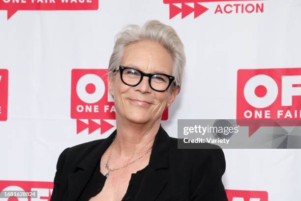 Jamie Lee Curtis at the One Fair Wage Fundraiser at Gracias Madre on September 21, 2023 in West Hollywood, California.