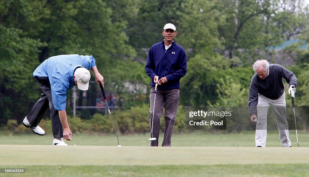 Barack Obama Plays Golf with Senators