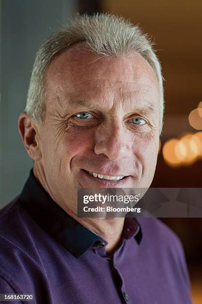 Joseph "Joe" Montana, co-founder of iMFL and retired National Football League quarterback, stands for a photograph after an interview in San...