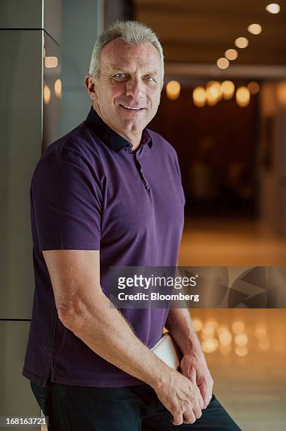 Joseph "Joe" Montana, co-founder of iMFL and retired National Football League quarterback, stands for a photograph after an interview in San...