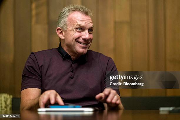 Joseph "Joe" Montana, co-founder of iMFL and retired National Football League quarterback, speaks during an interview in San Francisco, California,...