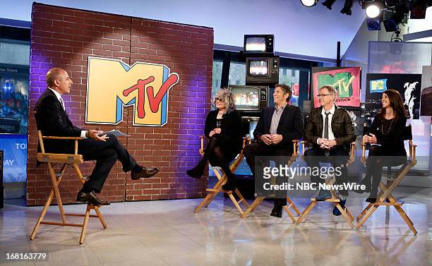 News' Matt Lauer, original MTV veejays Nina Blackwood, Mark Goodman, Alan Hunter and Martha Quinn appear on NBC News' "Today" show on May 6, 2013 --